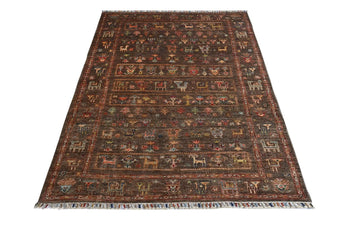 Handwoven Khorjin Oriental rug by Orientmattor, Ziegler/Kazak style, 189 x 127 cm with intricate traditional patterns.