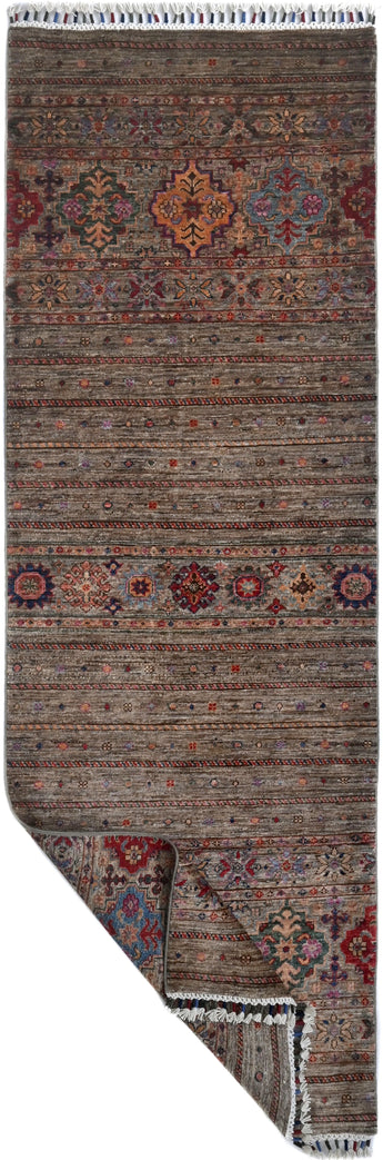 Handknuten Khorjin Oriental rug by Orientmattor, Ziegler/Kazak style, 234 x 86 cm, detailed traditional pattern.