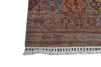 Handwoven Khorjin Oriental rug by Orientmattor, Ziegler/Kazak style, 234 x 86 cm, detailed geometric patterns and rich colors.