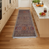 Handknuten Khorjin Oriental rug in Ziegler/Kazak style, 234x86 cm, featuring traditional geometric patterns with rich colors.