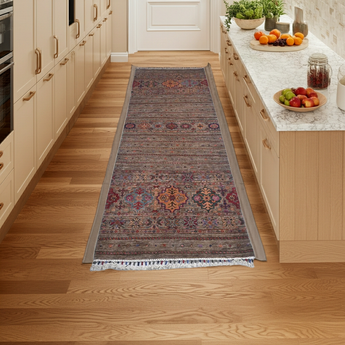 Handknuten Khorjin Oriental rug in Ziegler/Kazak style, 234x86 cm, featuring traditional geometric patterns with rich colors.
