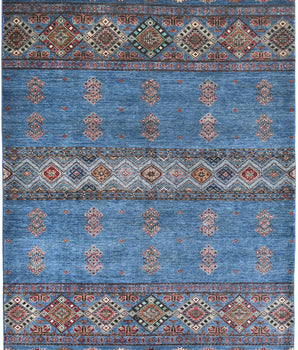 Handwoven Khorjin Oriental rug by Orientmattor, Ziegler/Kazak style, 237 x 177 cm, showcasing intricate patterns and craftsmanship.