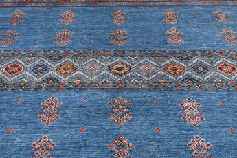 Handwoven Khorjin Oriental rug by Orientmattor, Ziegler/Kazak style, 237 x 177 cm with intricate patterns and rich textures.