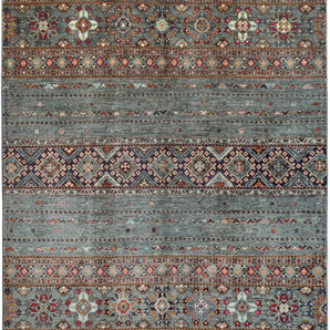 Handwoven Khorjin Oriental rug by Orientmattor, Ziegler/Kazak style, 239 x 176 cm with intricate patterns and rich colors.