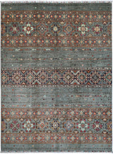 Handwoven Khorjin Oriental rug by Orientmattor, Ziegler/Kazak style, 239 x 176 cm with intricate patterns and rich colors.