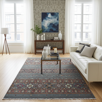 Handwoven Khorjin Oriental rug in Ziegler/Kazak style from Orientmattor, 239x176 cm with intricate patterns and vibrant colors.
