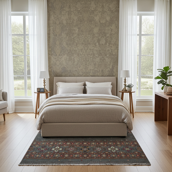 Handknuten Khorjin Oriental rug, Ziegler/Kazak style, 239x176 cm, detailed pattern in warm tones, from Orientmattor.