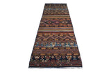 Handwoven Khorjin Oriental rug by Orientmattor, Ziegler/Kazak style, 290x87 cm, featuring intricate traditional patterns.