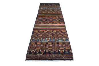 Handwoven Khorjin Oriental rug by Orientmattor, Ziegler/Kazak style, 290x87 cm, featuring intricate traditional patterns.
