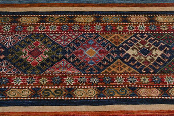 Handknuten Khorjin Oriental rug by Orientmattor, Ziegler/Kazak style, 290x87 cm, detailed geometric patterns and rich colors.
