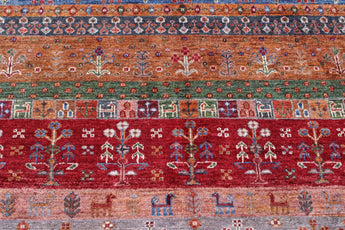 Handwoven Khorjin Oriental rug by Orientmattor, Ziegler/Kazak style, 295x211 cm with intricate patterns and rich colors.