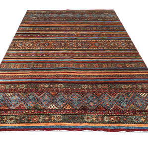 Handwoven Khorjin Oriental rug by Orientmattor, Ziegler/Kazak style, 301x246 cm, detailed geometric patterns in warm tones.