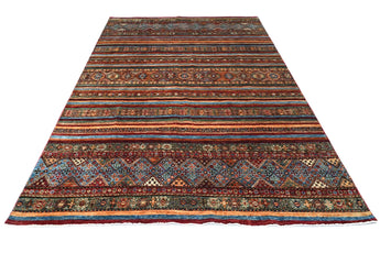 Handwoven Khorjin Oriental rug by Orientmattor, Ziegler/Kazak style, 301x246 cm, detailed geometric patterns in warm tones.