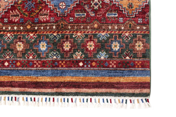 Colorful handwoven Khorjin oriental rug with Ziegler/Kazak design, measuring 307x211 cm, by Orientmattor.