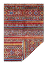 Handwoven Khorjin Oriental rug, Ziegler/Kazak style, 307x211 cm by Orientmattor, detailed geometric patterns and rich colors.