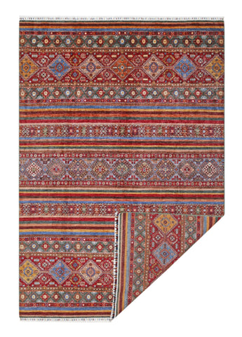Handwoven Khorjin Oriental rug, Ziegler/Kazak style, 307x211 cm by Orientmattor, detailed geometric patterns and rich colors.