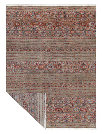 Handknuten Khorjin Oriental rug, Ziegler/Kazak style, 372x274 cm, with intricate patterns and rich colors.