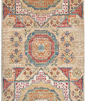 Handwoven Mamlook Oriental rug in Ziegler/Kazak style, 194 x 74 cm from Orientmattor, featuring intricate patterns and rich colors.