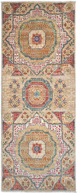 Handwoven Mamlook Oriental rug in Ziegler/Kazak style, 194 x 74 cm from Orientmattor, featuring intricate patterns and rich colors.
