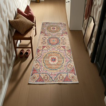 Handknuten Mamlook Oriental rug in Ziegler/Kazak style, 194 x 74 cm, with intricate patterns and vibrant colors.