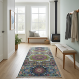 Handknuten Mamlook Oriental rug in Ziegler/Kazak style, 290x82 cm, with intricate patterns and rich colors from Orientmattor.