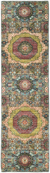 Handwoven Mamlook Oriental rug in Ziegler/Kazak style, 298x80 cm from Orientmattor with intricate patterns and rich colors.