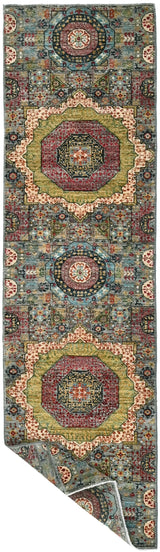 Handwoven Mamlook Oriental rug in Ziegler/Kazak style, 298x80 cm, with intricate patterns, by Orientmattor.
