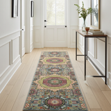 Orientmattor Mamlook Oriental handknuten rug, Ziegler/Kazak style, 298x80 cm, with intricate geometric patterns.