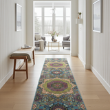 Handknuten Mamlook Oriental Ziegler/Kazak rug by Orientmattor, 298x80 cm, detailed traditional pattern in warm tones.