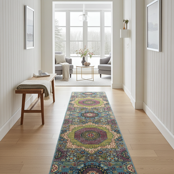 Handknuten Mamlook Oriental Ziegler/Kazak rug by Orientmattor, 298x80 cm, detailed traditional pattern in warm tones.