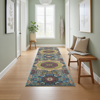 Handknuten Mamlook Oriental rug with Ziegler/Kazak design, 298x80 cm, by Orientmattor, showcasing intricate patterns and rich colors.