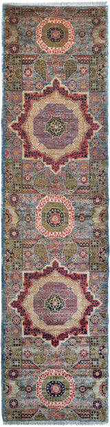Handknuten Mamlook Ziegler/Kazak oriental rug, 309 x 82 cm, with intricate patterns and warm colors from Orientmattor.