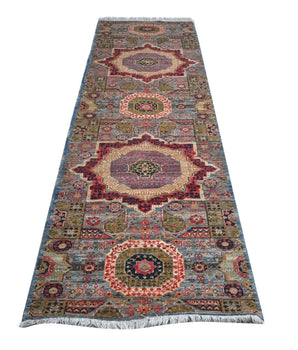 Handwoven Mamlook Oriental Ziegler/Kazak rug by Orientmattor, 309 x 82 cm, detailed patterns and rich colors.