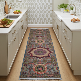 Handknuten Mamlook Oriental rug, Ziegler/Kazak style, 309x82 cm, with intricate patterns and vibrant colors from Orientmattor.