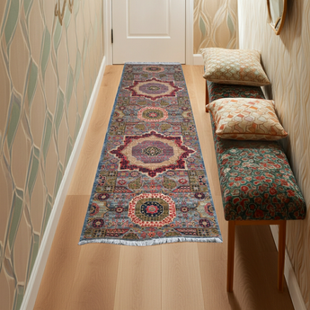 Handknuten Mamlook Oriental rug, Ziegler/Kazak style, 309 x 82 cm, with intricate patterns and rich colors from Orientmattor.