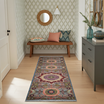 Handknuten Mamlook Oriental Ziegler/Kazak rug by Orientmattor, 309x82 cm with intricate patterns and warm color tones.
