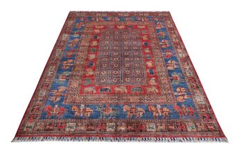 Handwoven Pazarok Oriental Ziegler/Kazak rug by Orientmattor, 205 x 155 cm, detailed geometric patterns and rich colors.