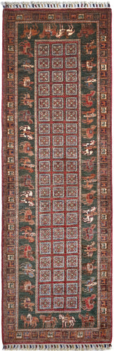 Handwoven Pazarok Oriental rug by Orientmattor, Ziegler/Kazak style, 253x86 cm with intricate patterns.