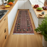 Handwoven Pazarok Oriental rug by Orientmattor, Ziegler/Kazak style, 253 x 86 cm with intricate geometric patterns.