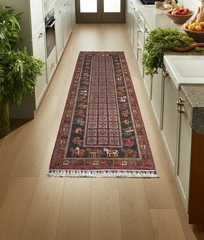 Handknuten Pazarok Oriental Ziegler/Kazak rug by Orientmattor, 253 x 86 cm, with intricate traditional patterns.