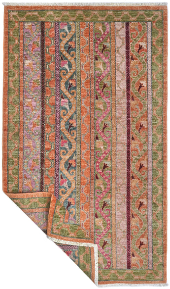 Handwoven Shal Oriental rug by Orientmattor, Ziegler/Kazak style, 154x90 cm with intricate patterns on a beige background.