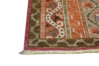Handknuten orientmatta Ziegler/Kazak i Shal design, 286x74 cm, med intricate mönster och varma färger.