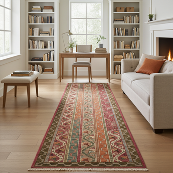 Handknuten Shal Oriental rug in Ziegler/Kazak style, 286x74 cm, featuring intricate patterns and rich colors, by Orientmattor.