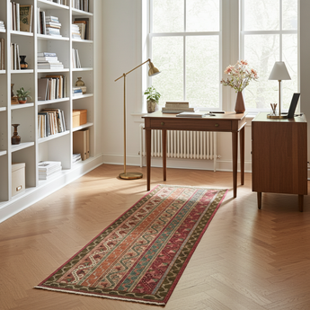 Handknuten Shal Oriental rug by Orientmattor, Ziegler/Kazak style, 286 x 74 cm with intricate traditional patterns.