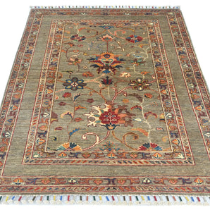 Handwoven Sultani Oriental rug in Ziegler/Kazak style, 143x108 cm by Orientmattor with intricate traditional patterns.