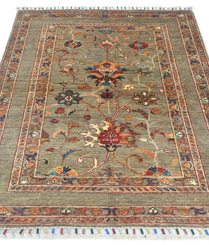 Handwoven Sultani Oriental rug in Ziegler/Kazak style, 143x108 cm by Orientmattor with intricate traditional patterns.