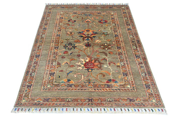 Handwoven Sultani Oriental rug in Ziegler/Kazak style, 143x108 cm by Orientmattor with intricate traditional patterns.