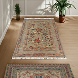Handwoven Sultani Oriental rug in Ziegler/Kazak style, 147x107 cm, with intricate patterns and rich colors from Orientmattor.
