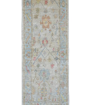 Handwoven Ushak Oriental rug in Ziegler/Kazak style, 234x84 cm, with intricate patterns and warm colors, by Orientmattor.