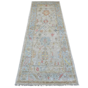 Handwoven Ushak Oriental rug, 234x84 cm, Ziegler/Kazak style by Orientmattor, detailed woven pattern in natural tones.